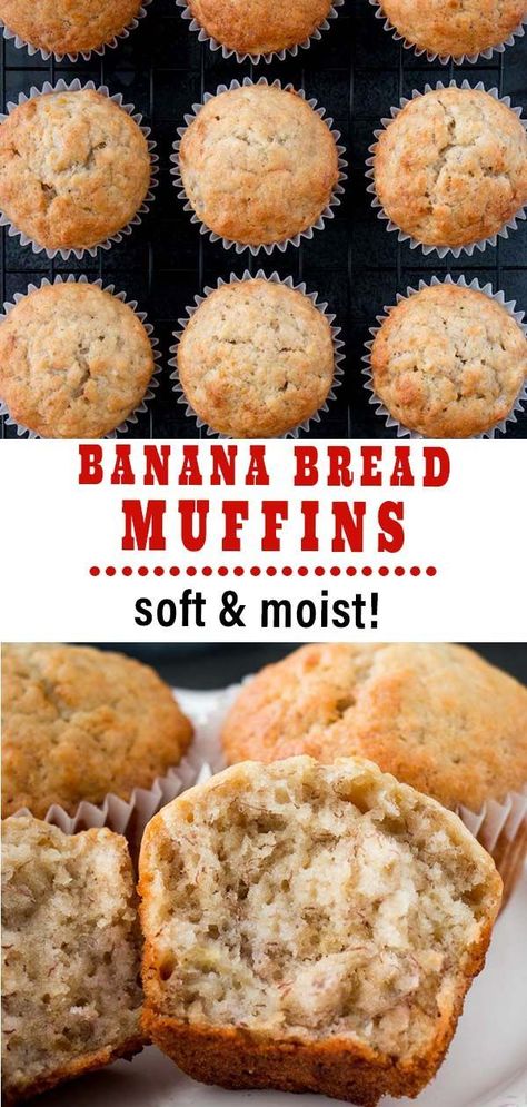 One Bowl Banana Muffins, Banana Bread Muffins Recipe, Best Banana Recipes, Recipes For Eggs, Bread Muffins Recipe, Biscuits Butter, Tasty Breakfast Recipes, Banana Bread Muffin Recipe, Banana Muffins Recipe