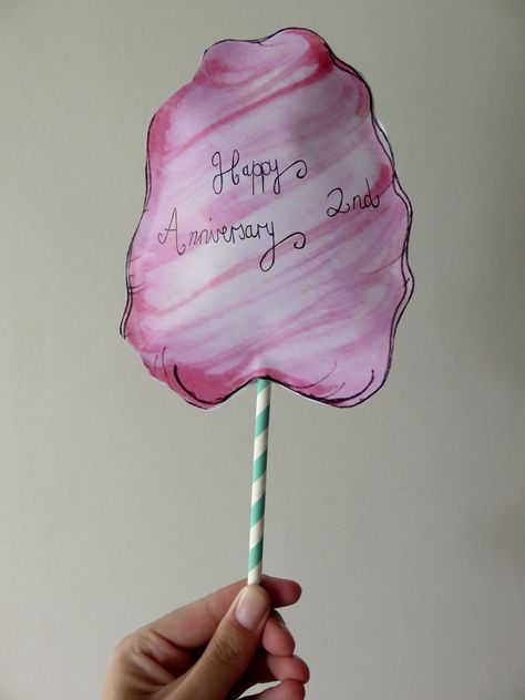 Cotton candy card Second wedding anniversary Cotton Anniversary Gifts For Him Diy, Corny Anniversary Gifts, 2nd Year Anniversary Gifts, Anniversary Decorations At Home, Wedding Anniversary Decorations At Home, Cotton Wedding Anniversary Gift For Him, 2nd Wedding Anniversary Gifts For Him Cotton, Cotton Wedding Anniversary Gift, 2nd Year Anniversary