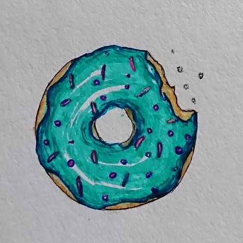 Pink Donut Drawing, Donut Realistic Drawing, Donut Drawing Aesthetic, How To Draw Donut, Marker Drawing Easy Aesthetic, Donut Sketch, Doughnut Drawing, Donuts Drawing, Candy Sketch