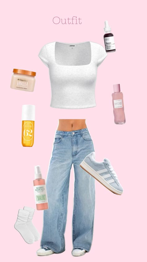 Clean girl outfit Clean Girl Outfits For School, Cosy Outfits, Clean Girl Outfits, Clean Girl Outfit, Simple Outfits For School, Cosy Outfit, School Fit, Outfit Collage, Outfit Inspo Casual