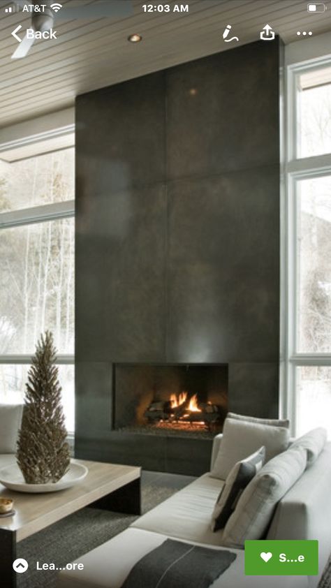 Ceiling Fireplace Ideas, Cathedral Ceiling Fireplace, Tiled Fireplace, Ceiling Fireplace, Fireplace Surround, Grey Tiles, Fireplace Ideas, Fireplace Tile, Contemporary Classic