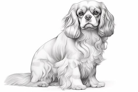 Cavalier King Charles Spaniel King Charles Spaniel Drawing, Spaniel Drawing, Mom Coloring Pages, Superhero Wallpaper, Dark Eyes, Dog Drawing, A King, Cavalier King, Charles Spaniel