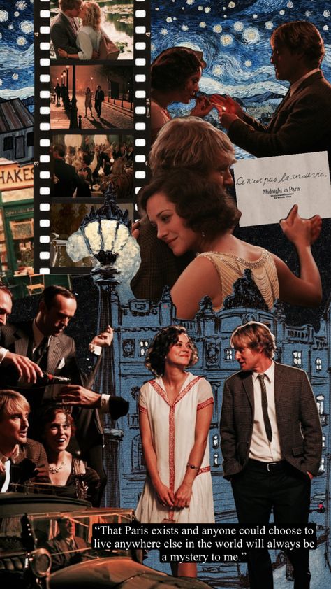 #midnightinparis Midnight In Paris Wallpaper, Paris Collage, Midnight In Paris, Romance Film, Paris Wallpaper, Woody Allen, Romantic Movies, Movie Scenes, Movie Quotes