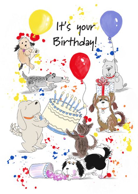 Happy Birthday Card With Dogs Having a Crazy Messy Party from the Gang card Doggie Birthday Wishes, Happy Birthday With Animals, Happy Birthday Wishes Dog Lover, Happy Birthday Dogs Wishes, Happy Birthday With Dogs, Birthday Cards With Dogs, Happy Birthday Dogs, Dog Birthday Wishes, Happy Birthday Painting