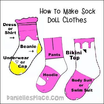 Barbie Sock Clothes, Sock Clothes For Dolls, Sock Doll Clothes, Doll Clothes From Socks, Sock Crafts For Kids, Clothes For Dolls, American Girl Doll Diy, Sewing Barbie Clothes, Barbie Sewing Patterns