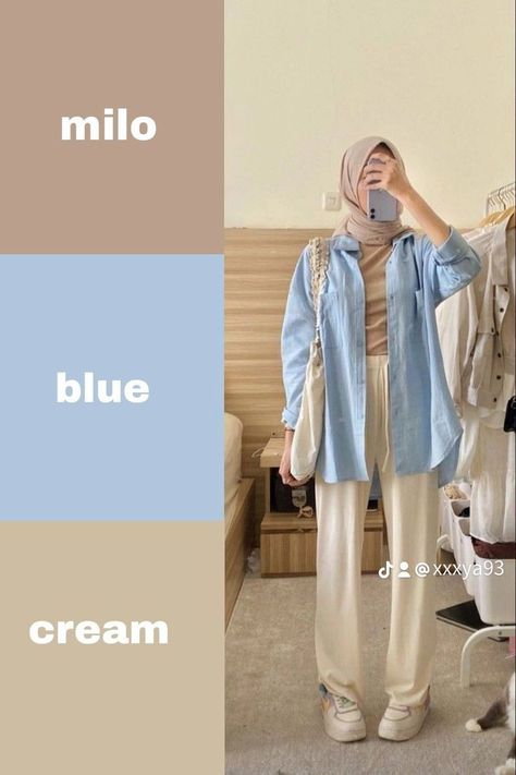 Mix And Match Outfits Hijab, Match Outfits, Mix Match Outfits, Colour Combinations Fashion, Color Combos Outfit, Color Combinations For Clothes, Hijabi Fashion Casual, Hijab Look, Fashion Top Outfits