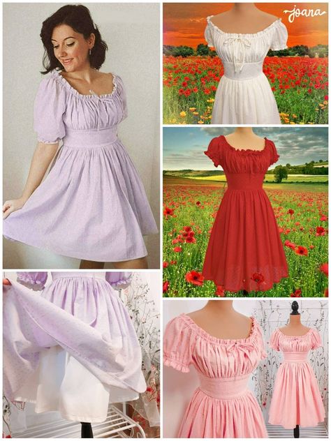 Milkmaid Dress Cottagecore With Puffy Sleeves Pdf Sewing | Etsy New Zealand Cottagecore Sewing, Anastasia Dress, Puffy Sleeve Dress, Milkmaid Dress, Dress Cottagecore, Cotton Poplin Fabric, Cottagecore Dress, Pattern Dress, Dress Sewing Pattern