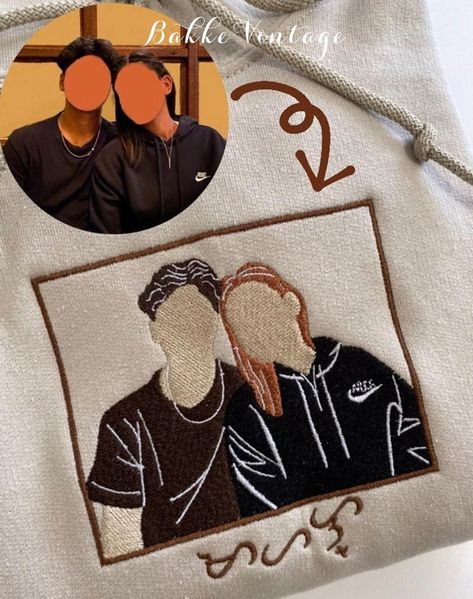 Embroidered Tee Shirt, Custom Embroidered Hats, Embroidered Portrait, Faceless Portrait, Couple Portrait, Unique Valentines, Embroidered Tee, Embroidery Sweatshirt, Personalized Embroidery