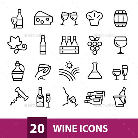 20 Wine Icons #Wine #Icons Wine Symbol, Wine Doodle, Wine Sketch, Wine Vector, Free Stencils Printables Templates, Vine Bottle, Wine Tattoo, Bottle Icon, Wine Icon