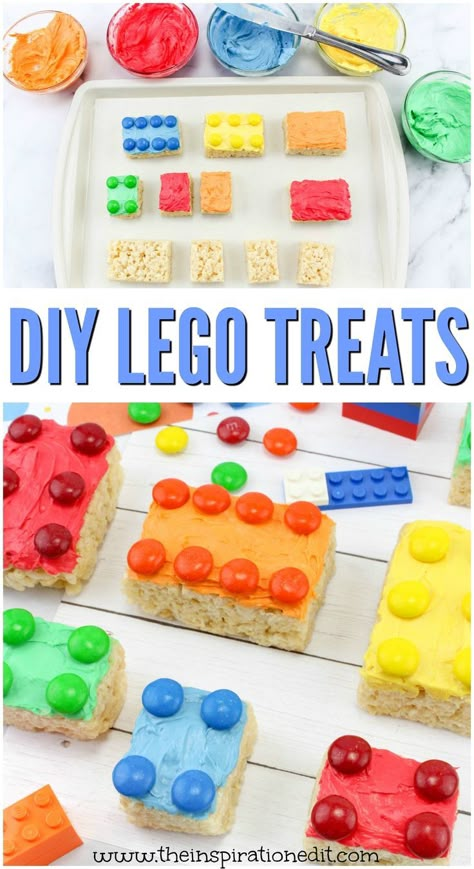 Krispy Treats Recipe, Lego Party Food, Camping Party Foods, Lego Food, Kids Snack Food, Treat Bar, Diy Lego, Krispy Treats, Treats Recipes