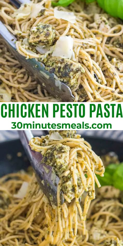 Creamy Chicken Pesto Pasta, Pesto Pasta Recipes Chicken, Chicken Pesto Pasta, Pesto Pasta Recipe, Chicken Pesto Recipes, Homemade Pesto Sauce, Future Chef, Grain Recipes, Pesto Pasta Recipes