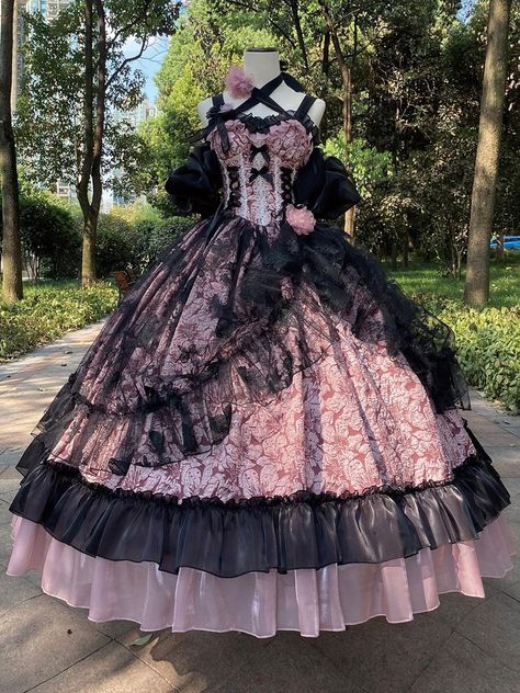 Gothic Lolita Dresses Ruffles Flowers Floral Print Pink Pink - Lolitashow.com Dress Design Sketches, Fairytale Dress, Gothic Dress, Lace Fashion, Really Cute Outfits, Lolita Dress, Gothic Lolita, Lolita Fashion, Catsuit