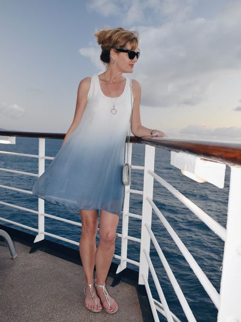 Cruise outfit ideas for what to wear on a Caribbean or warm-weather cruise. #midlife #fashionover50 #styleinspiration #travelfashion #travelstyle Cruise Outfits For Women, What To Wear On A Boat, Cruise Outfit Ideas, Southern Caribbean Cruise, Cruise Attire, Perfect Travel Outfit, Classic Chic Style, Chic Clothing Style, Boat Cruise