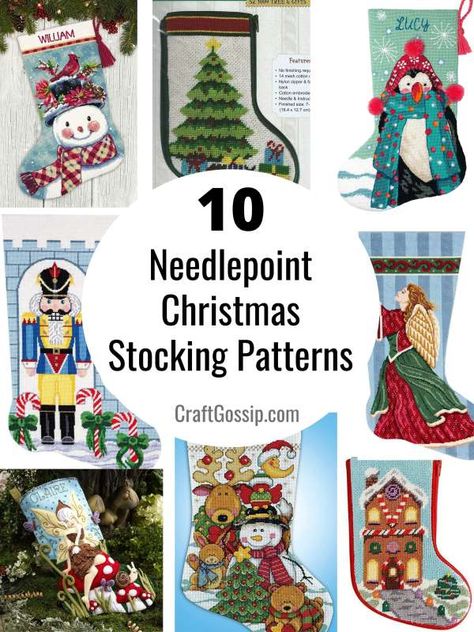 Christmas Stocking Patterns, Christmas Stocking Pattern Free, Stocking Pattern Free, Needlepoint Christmas Stocking Kits, Free Christmas Crafts, Stocking Patterns, Needlepoint Christmas Stocking, Free Cross Stitch Designs, Holiday Cross Stitch Patterns