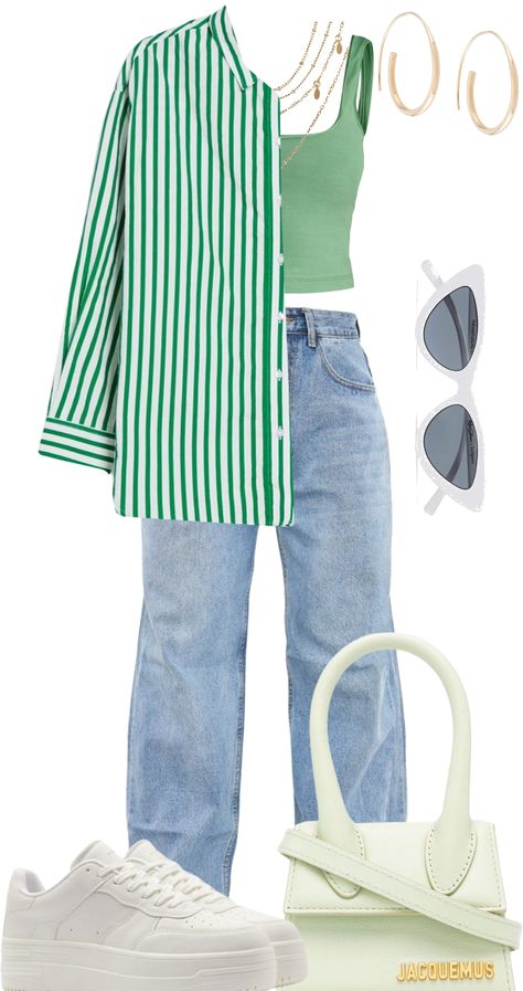 Green Striped Button Down Shirt Outfit, Green And White Striped Shirt Outfit, Green Stripes Shirt, Green Striped Shirt, Green Striped Shirt Outfit, Green And White Striped Shirt, Green Stripe Button Up Shirt, Striped Blouse Outfit, White Striped Shirt Outfit