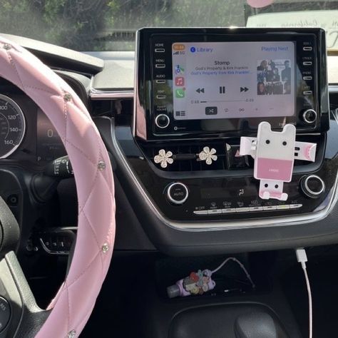 Toyota Corolla Decor, Toyota Corolla Interior Decor, Cute Toyota Cars, Toyota Interior Aesthetic, Toyota Car Interior, 2021 Toyota Corolla, Pink Toyota Corolla, 2024 Toyota Corolla, Cute Pink Car Decor