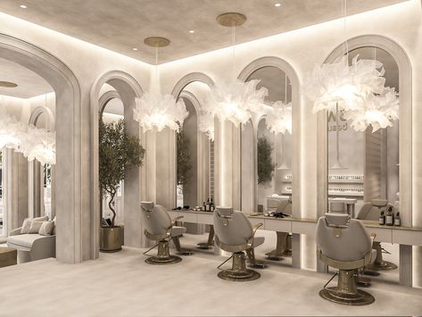 BEAUTY SALON DUBAI on Behance Luxury Home Hair Salon, Beauty Salon Plan, Beauty Spa Interior Design, Luxury Beauty Salon Design, Beauty Salon Decor Luxury, Salon Decor Studio, Luxury Hair Salon, Concept Interior Design, Beauty Salon Interior Design