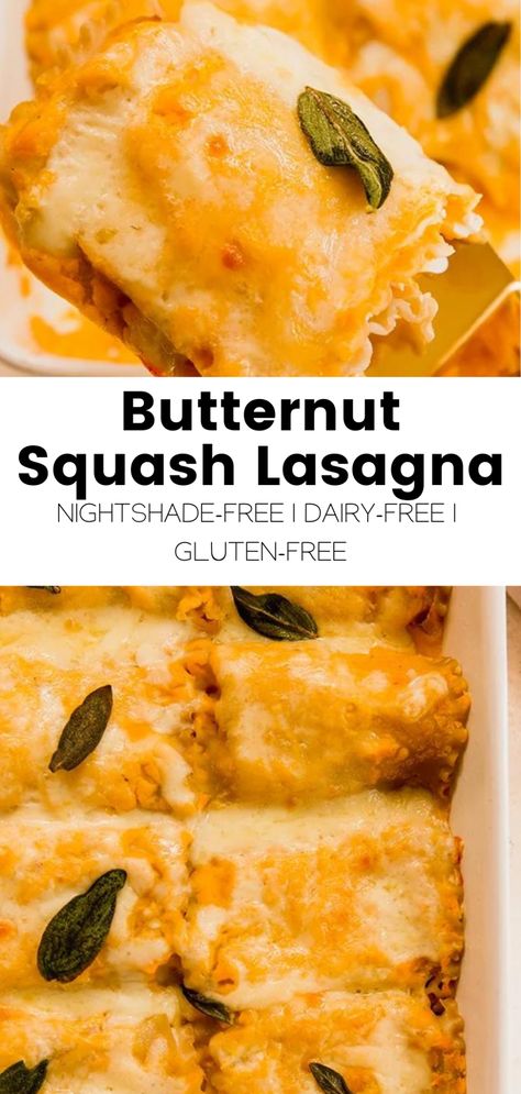 Butternut Squash Lasagna Recipe, Dairy Free Lasagna, Nightshade Free Recipes, Unbound Wellness, Pumpkin Lasagna, Butternut Squash Sauce, Butternut Squash Lasagna, Squash Lasagna, Gluten Free Lasagna