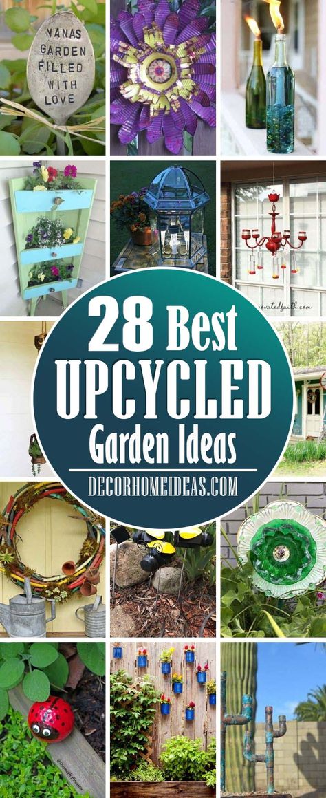 26 Upcycled Garden Ideas Anyone Could Do | Decor Home Ideas Upcycled Garden, Garden Escape, Recycled Garden Art, Tattoo Plant, Upcycle Garden, Recycled Garden, Garden Crafts Diy, Diy Yard, Diy Garden Projects