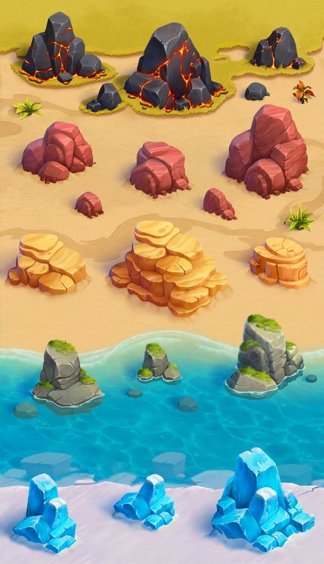 ArtStation - Stone Stone Game, Rock Games, Paint Games, Graphics Game, Pirate Games, Environment Props, 2d Game Art, Casual Art, Isometric Art