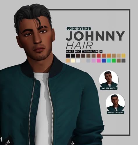 Johnny Hair | JohnnySims on Patreon Johnny Sims Cc, Sims Mens Hair, Men Hairstyles Sims 4 Cc, Sims 4 Johnnysims, Johnny Sims Hair, Sims Guy Hair, Johnny Sims Sims 4, Sims 4 Men Hair Patreon, Sims 4 Hair Cc Maxis Match Male