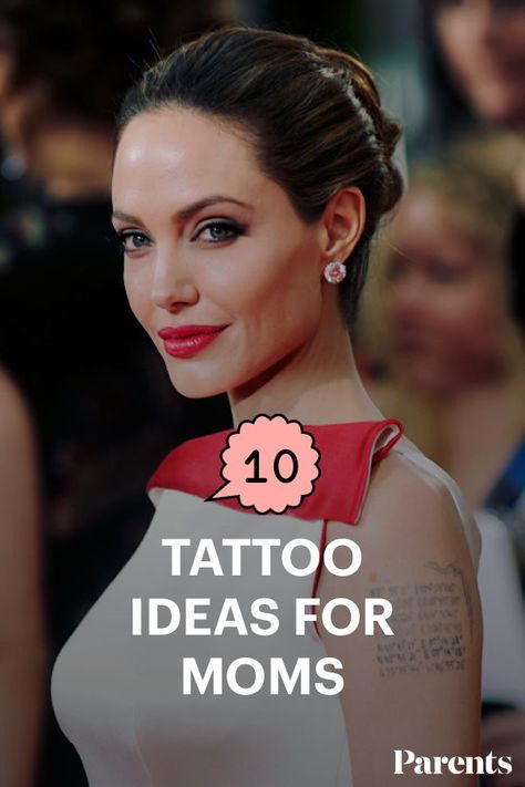 When choosing body art that speaks to you, chances are you're looking to a variety of sources for inspiration. Social media is probably chief among them. And celebrity moms' social media even more so! Here, 10 tattoo ideas for moms, inspired by celebrites. #tattoos #celebrityparents #celebratemom #beauty #justformom Mom Tattoo Placement, Kids Handwriting Tattoo, Three Kids Tattoo Ideas For Mom, Child Tattoos For Mom, Mom Of Three Tattoo, Tattoos Representing Children, Tattoo Ideas For Moms, Handwriting Tattoos