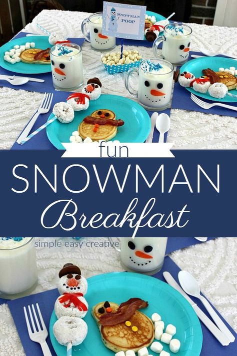 Snowman Breakfast, Snowman Pancakes, Snowman Poop, White Hot Chocolate, Kids Christmas Party, Snowman Mugs, Christmas Brunch, Homemade Holiday, Christmas Breakfast