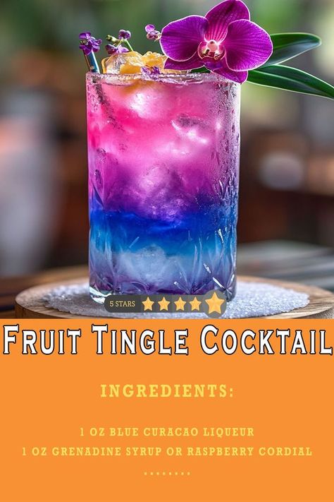 Fruit Tingle Cocktail, Raspberry Cordial, Blue Curacao Liqueur, Vodka Lemonade, Blue Curacao, Cocktail Ingredients, Cordial, Liqueur, Lemonade