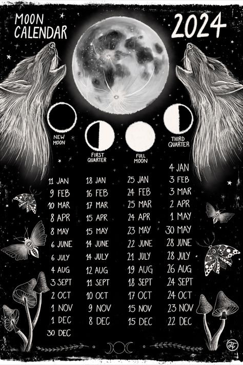 Download FREE Moon Calendar 2024 Artist: Laura Teodori www.laurateodoriart.com @laurateodoriart Moon Calender 2024, Lunar Calendar 2024, Moon Calendar 2024, Grimoire Inspiration, Bullet Journal Birthday Tracker, Pagan Calendar, Divination Witch, Solar Planet, Yule Celebration