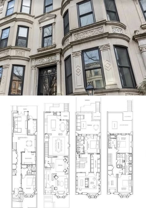 Brownstone Layout Floor Plans, British House Layout, New York Brownstone Floor Plan, London House Floor Plan, German Townhouse, Rowhouse Floor Plan, Brownstone Floor Plan, New York Apartment Floor Plans, Plan Interior Design