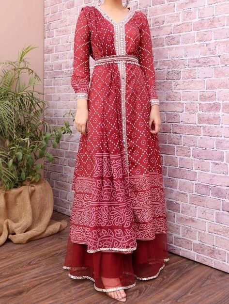 Bandhani Dress Design, Chunri Dress Design, Bandhani Print Dress, Bandhani Salwar Suit, Chunri Dress, Salwar Suit Design, Bandhani Print, Designer Anarkali Dresses, Bandhani Dress