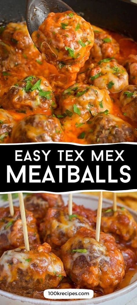 The Mexican meatball recipe is another simple and affordable dish that you should definitely try! Cooking will not take you much time, and I will offer you several serving variations at once. Meatballs go well with pasta, potatoes, or rice. Alternatively, you can use them as filling for a sub or taco. Tex Mex Meatballs, Taco Meatballs, Mexican Meatballs, Meatball Recipes Crockpot, Afternoon Tea Recipes, Crock Pot Meatballs, Meatball Recipe, Beef Casserole Recipes, Meatballs Recipe