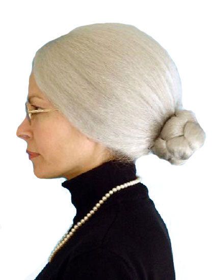 Granny Grey Costume Wig with Bun. Classic granny grey hairstyle with bun. Great quality costume wig, perfect for any old lady, nanna, gramdma costume! www.thewigoutlet.com.au Old Lady Long Hairstyles, Old Lady Bun, Granny Hairstyles Costume, Old Lady Bun Hairstyles, Grandma Hairstyles Costume, Old Lady Hairstyles Costume, Hairstyle With Bun, Granny Fancy Dress, Old Lady Hairstyles