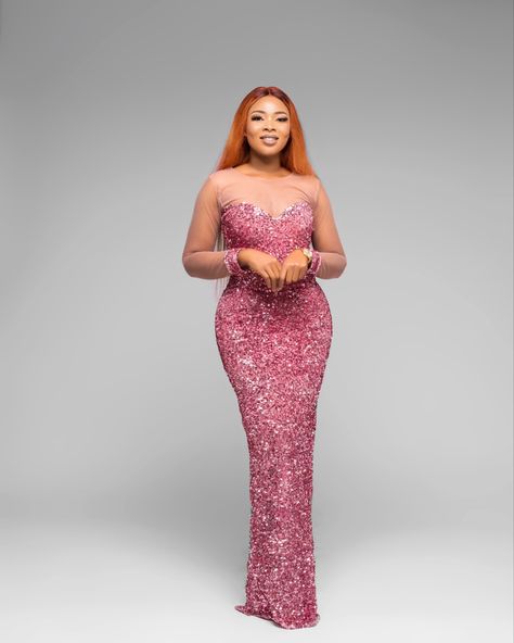 Elegant sequins dress Asoebi Dress, Latest Lace Styles, Red Colour Dress, Stylish Naija, Nigeria Africa, Long African Dresses, To Start A Conversation, Lace Gown Styles, Lace Dress Styles