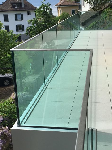 Glass Fencing Balcony, Balcony Glass Handrail Design, Balcony Glass Railing Design Outdoor, Glass Guardrail Design, Tuffen Glass Railing Design, Glass Handrail Balcony, Glass Grill Design For Balcony, Glass Railing Balcony Exterior Design, Glass Balcony Railing Modern