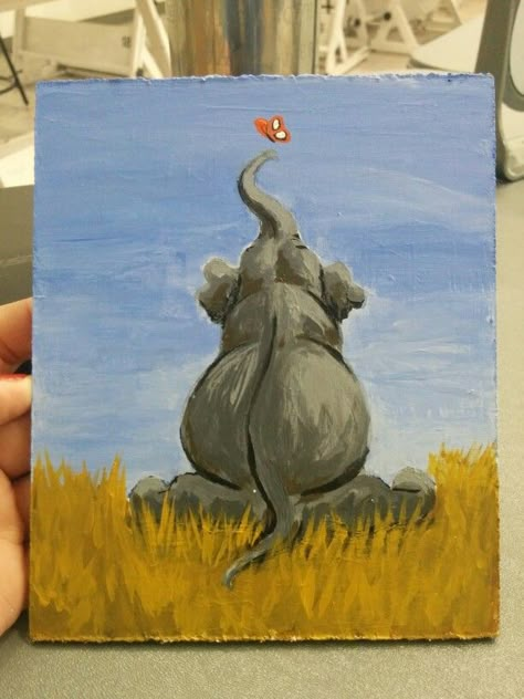 Acrylic Painting Ideas On Canvas Animals, Acrylic Painting Ideas Animals, Elephant Painting Simple, Elephant Painting Acrylic, Elephant Acrylic Painting, Elephant Canvas Painting, Elephant Paintings, Elephant Painting Canvas, Canvas For Beginners