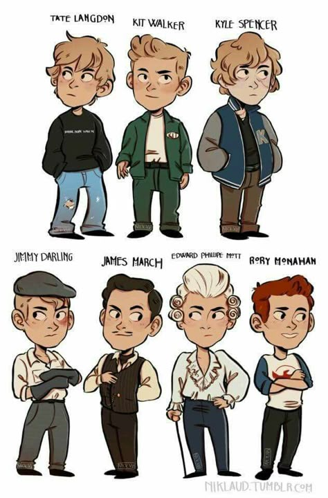 Love this!!!! Fan art of all of Evan Peters' Characters in AHS 1-6 American History X Movie, X Movie, American History X, Evan Peters, Horror Story, Super Ideas, American Horror, Horror Stories, American Horror Story