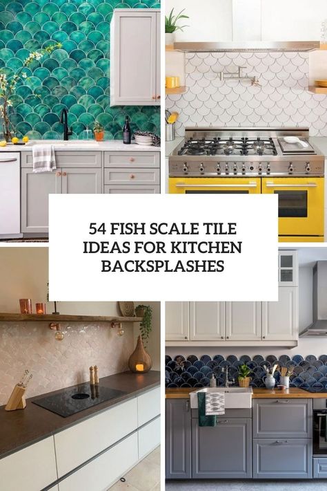 Fish Scale Tile Ideas For Kitchen Backsplashes cover Tile Ideas For Kitchen, Florida Kitchen Ideas, Fish Scale Tile Backsplash, Scale Tile, Mermaid Tile, Tile Splashback, Fish Scale Tile, Fish Tales, Ideas For Kitchen