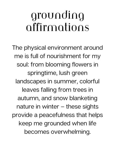 "Affirmation for grounding" #holistichealth #wellnessjourney #alternativemedicine #quotes #grounding #inspirationdaily #lifeandwellnesscoach #blogger Grounding Affirmations, Physical Environment, Family Theme, Green Landscape, Inner Child, Alternative Medicine, Holistic Health, Affirmations, Quotes