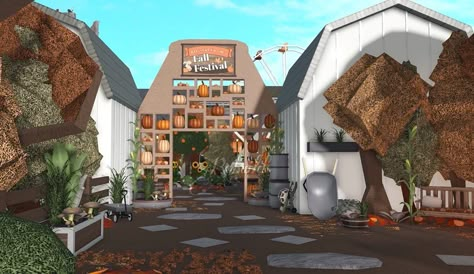 #bloxburg #bloxburgfallfestival Bloxburg Fall Pumpkin Patch, Bloxburg Festival Layout, Bloxburg Halloween Festival, Pumpkin Patch Bloxburg, Bloxburg Fall Festival, Camp Bloxburg, Bloxburg Pumpkin Patch, Bloxburg Farm, Bloxburg Autumn