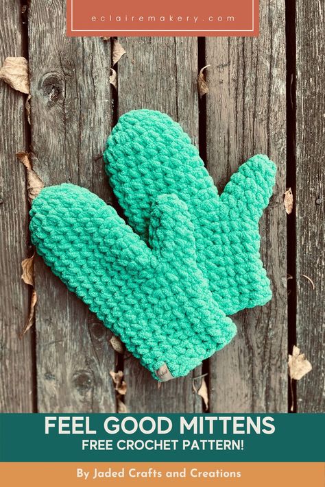 Free Crochet Mitten Patterns, Crochet Mitten Patterns, Quick Easy Crochet, Mittens Crochet, Chunky Yarn Crochet, Crochet Mitts, Crochet Mittens Free Pattern, Crochet Mittens Pattern, Bernat Blanket Yarn