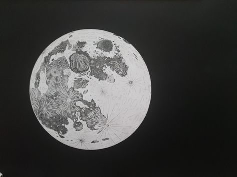 Moon, ink pointillism painting on black cardboard Pointillism Painting, Celestial Bodies, Moon, Anime, Black