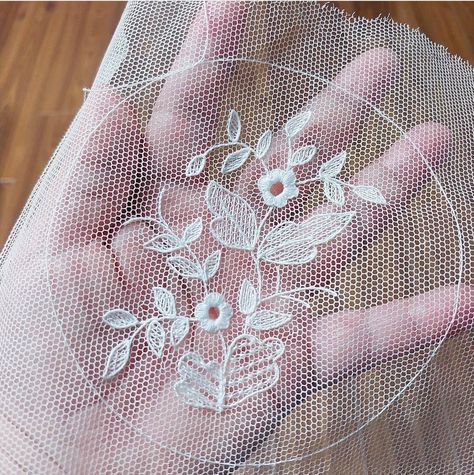 Tulle Crafts, Tulle Embroidery, Ribbon Embroidery Tutorial, Lace Art, Tambour Embroidery, Beading Tools, Heirloom Sewing, Handmade Lace, Crewel Embroidery