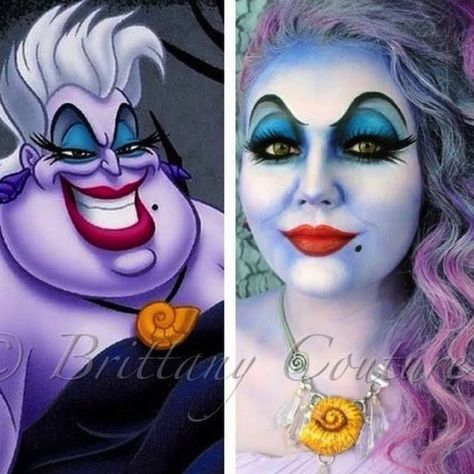 15 Incredible Halloween Makeup Transformations - My Modern Met Ursula Makeup Tutorial, Disney Villains Costumes, Ursula Costume Diy, Halloween Ideas Party, Villains Costumes, Ursula Makeup, Pretty Halloween Makeup, Mermaid Makeup Halloween, Disney Character Makeup