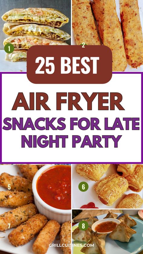 Discover a wide selection of mouthwatering air fryer snack recipes that satisfy your late-night cravings. These recipes are easy and quick to make in just under 15 minutes.Easy Quick Midnight Snacks, Quick Easy Late Night Snacks, Hot Snack Ideas, Quick Night Snacks, Yummy Midnight Snacks Late Night Air Fryer Snacks, Easy Quick Midnight Snacks, Snacks To Make In Air Fryer, Quick Snacks To Make At Home, Snack Night Ideas, Salty Snacks Easy, Salty Healthy Snacks, Munchies Snacks Late Nights, Quick Midnight Snack