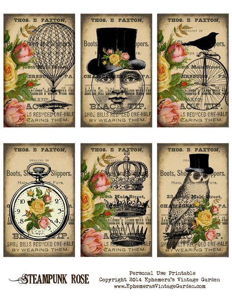 Steampunk Cards, Artist Trading Card, Steampunk Crafts, Etiquette Vintage, Free Vintage Printables, Atc Cards, Printable Labels, Vintage Garden, Vintage Labels