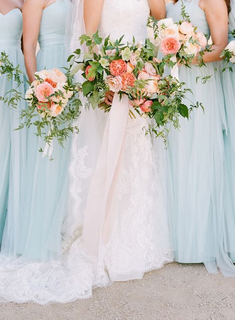 Blue Peach Wedding, Sunstone Winery Wedding, Sky Blue Weddings, Jose Villa, Light Blue Wedding, Spring Wedding Colors, The Vineyard, Coral Wedding, Wedding Palette