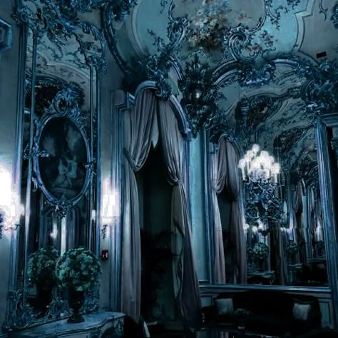 Dark Blue Royalcore, Dark Blue Victorian Aesthetic, Dark Blue Castle Aesthetic, Blue Fancy Aesthetic, Vampire Blue Aesthetic, Gothic Blue Aesthetic, Blue Castle Aesthetic, Dark Blue Academia Aesthetic, Blue Royalty Aesthetic