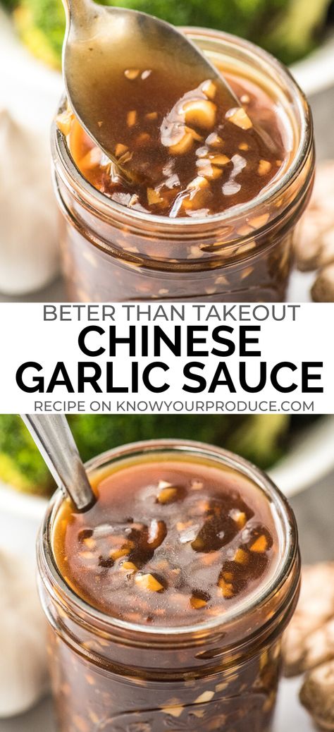 Chinese Garlic Sauce, Broccoli With Garlic Sauce, Chinese Garlic, Garlic Sauce Recipe, Chinese Cooking Recipes, Asian Sauce, Brown Sauce, Stir Fry Sauce, Vegetable Broth