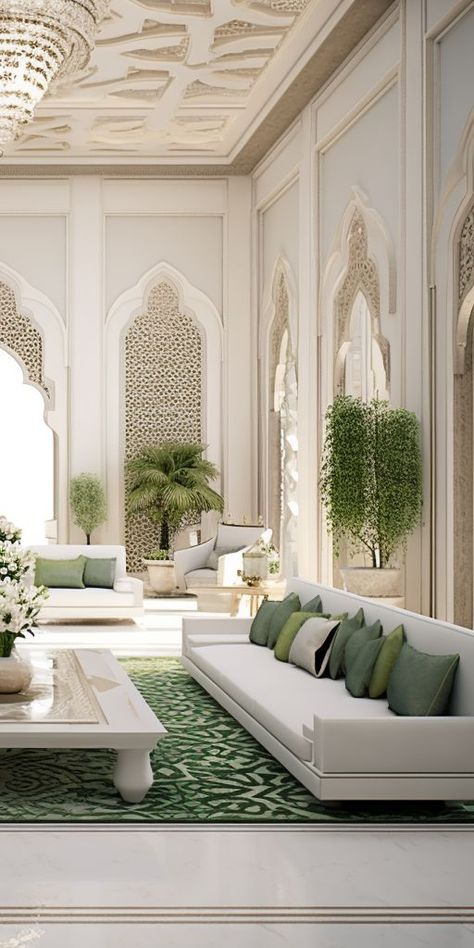 Islamic Style Interior Design, Modern Arabic Interior Living Rooms, Arabic Interior Design Living Rooms, Islamic House Design, Arabic Home Design, Moroccan Interior Design Living Room, Peaceful Interior Design, Marocco Interior Design, Middle Eastern Interior Design